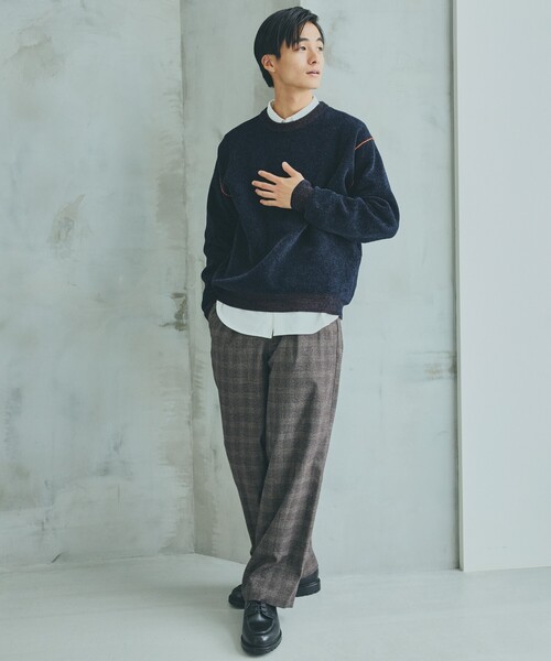 THE SHOP TK (ザ ショップ ティーケー )の「◆配色モールニット/ハグするニットシリーズ(ニット/セーター・メンズ・ブラウン系/ブラック/ライトグレー/パープル系4/オフホワイト/ブルー系その他・01/04/03/02)」の21枚目の写真