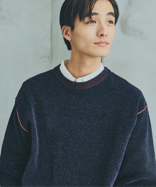 THE SHOP TK (ザ ショップ ティーケー )の「◆配色モールニット/ハグするニットシリーズ(ニット/セーター・メンズ・ブラウン系/ブラック/ライトグレー/パープル系4/オフホワイト/ブルー系その他・01/04/03/02)」の7枚目の写真