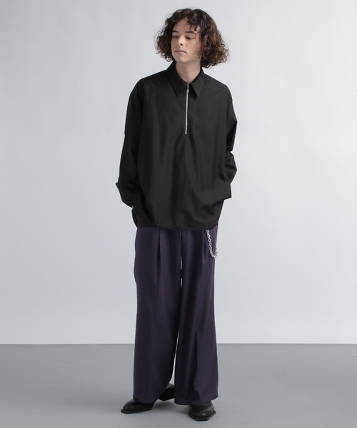 HARE（ハレ）の「TRハーフZIPオーバーシャツ(HARE)（シャツ/ブラウス・メンズ・ブラック系その他/グレー/グリーン・SMALL/MEDIUM）」の4枚目の写真