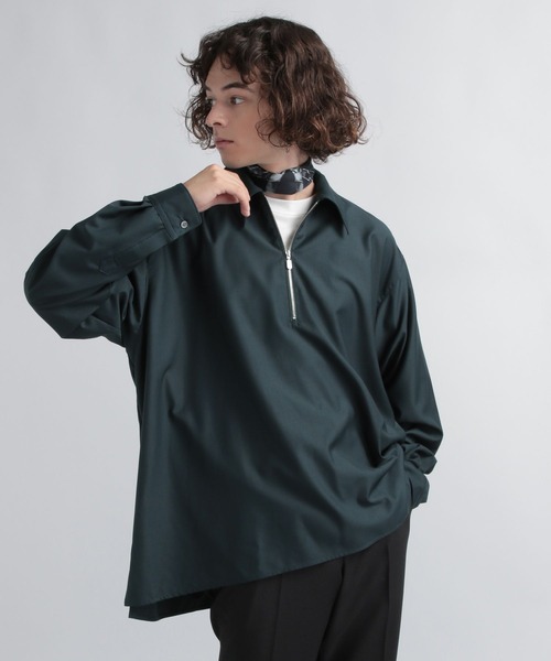 HARE（ハレ）の「TRハーフZIPオーバーシャツ(HARE)（シャツ/ブラウス・メンズ・ブラック系その他/グレー/グリーン・SMALL/MEDIUM）」の8枚目の写真