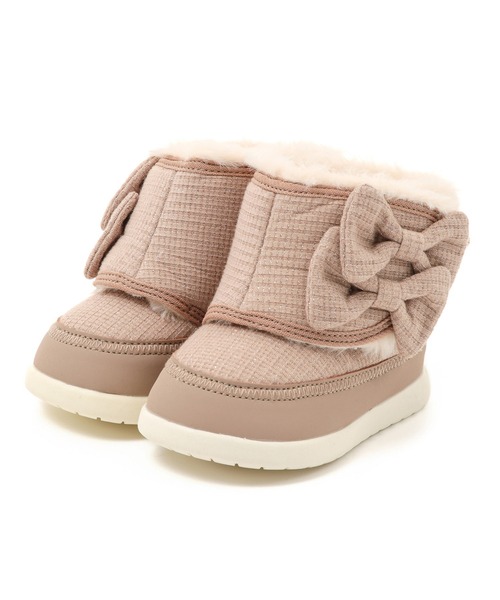 IFME(イフミー)の「BABY|ifme CALIN Wild flower series ラメニット ダブルリボンブーツ(ブーツ・キッズ・ピンク/パープル/ベージュ・13.5cm/15.0cm/14.0cm/13.0cm/12.5cm/14.5cm/12.0cm)」の2枚目の写真