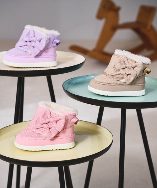 IFME(イフミー)の「BABY|ifme CALIN Wild flower series ラメニット ダブルリボンブーツ(ブーツ・キッズ・ピンク/パープル/ベージュ・13.5cm/15.0cm/14.0cm/13.0cm/12.5cm/14.5cm/12.0cm)」の12枚目の写真