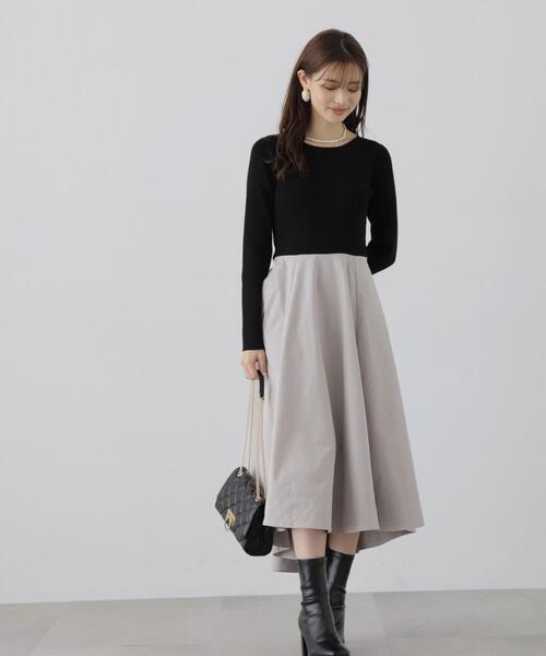 PROPORTION BODY DRESSING（プロポーションボディドレッシング）の「ニットドッキングイレヘムワンピース / 1213240007（ワンピース・レディース・ブラック/オフホワイト・SMALL/MEDIUM）」の9枚目の写真