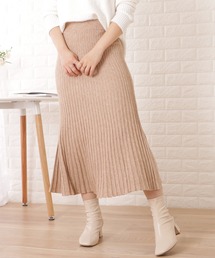 スリット入りニットプリーツロングスカート