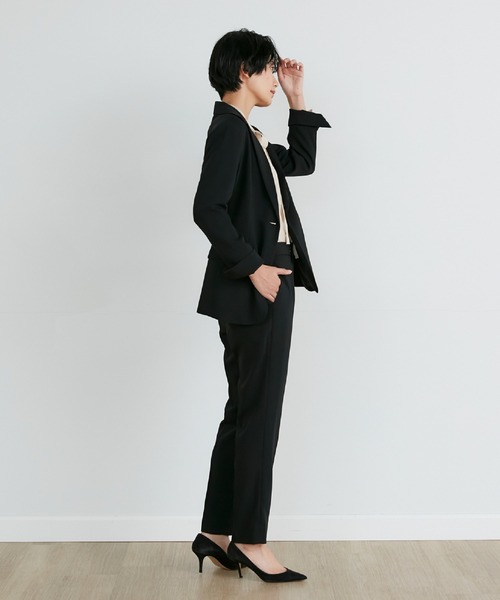 美品 INED イネド スーツ セットアップ 大きいサイズ 13/15 INED（イネド）の「ダブルストレッチ ノーカラータック