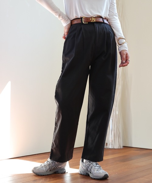 ULEULA（ウルア）の「ルーズチノパン（チノパンツ・レディース・アイボリー/ブラック/ベージュ・FREE）」の8枚目の写真