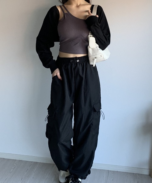 Silly(シリー)の「【シンプル春コーデに♪】ショート丈シンプルボレロ(カーディガン/ボレロ・レディース・チャコールグレー/ホワイト/ブラウン/ブラック/カーキ・FREE)」の12枚目の写真