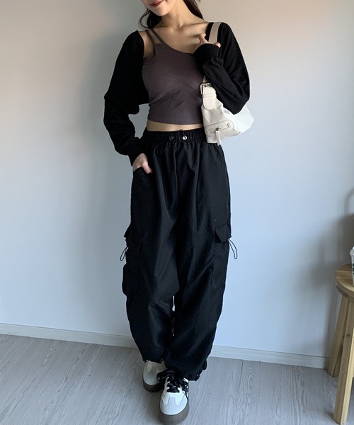 Silly(シリー)の「【シンプル春コーデに♪】ショート丈シンプルボレロ(カーディガン/ボレロ・レディース・チャコールグレー/ホワイト/ブラウン/ブラック/カーキ・FREE)」の13枚目の写真