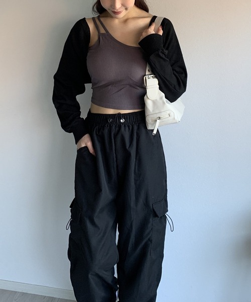 Silly(シリー)の「【シンプル春コーデに♪】ショート丈シンプルボレロ(カーディガン/ボレロ・レディース・チャコールグレー/ホワイト/ブラウン/ブラック/カーキ・FREE)」の15枚目の写真