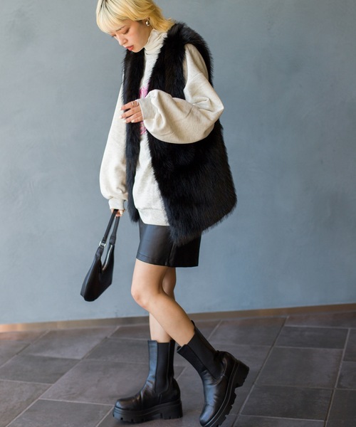 SpRay（スプレイ）の「エコファーベスト（ベスト・レディース・ベージュ/アイボリー/ブラック/グレー・FREE）」の21枚目の写真