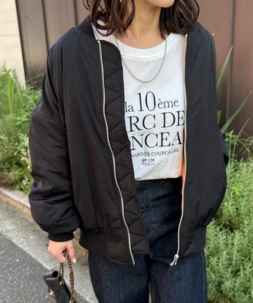 DISCOAT（ディスコート）の「【WEB限定】オーバーサイズMA‐1（MA-1・レディース・カーキ/ブラック/アイボリー・FREE）」の3枚目の写真