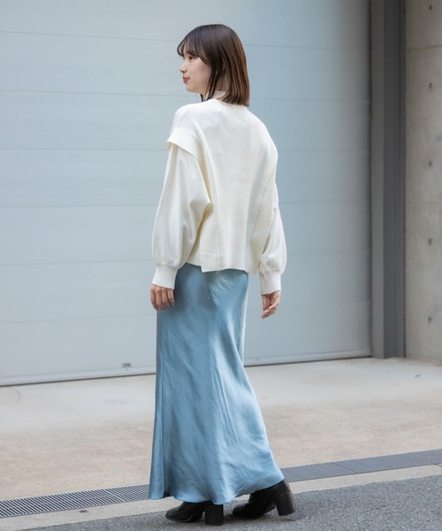 SENSE OF PLACE by URBAN RESEARCH（センスオブプレイスバイアーバンリサーチ）の「サテンナロースカート（スカート・レディース・アイボリー/シルバー/オレンジ/ブラック/ライトブルー・MEDIUM/SMALL）」の19枚目の写真