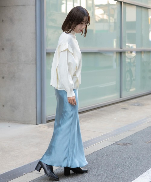 SENSE OF PLACE by URBAN RESEARCH（センスオブプレイスバイアーバンリサーチ）の「サテンナロースカート（スカート・レディース・アイボリー/シルバー/オレンジ/ブラック/ライトブルー・MEDIUM/SMALL）」の20枚目の写真