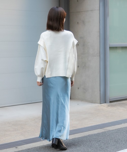 SENSE OF PLACE by URBAN RESEARCH（センスオブプレイスバイアーバンリサーチ）の「サテンナロースカート（スカート・レディース・アイボリー/シルバー/オレンジ/ブラック/ライトブルー・MEDIUM/SMALL）」の21枚目の写真