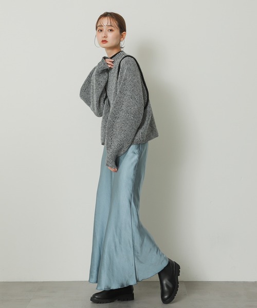 SENSE OF PLACE by URBAN RESEARCH（センスオブプレイスバイアーバンリサーチ）の「サテンナロースカート（スカート・レディース・アイボリー/シルバー/オレンジ/ブラック/ライトブルー・MEDIUM/SMALL）」の13枚目の写真