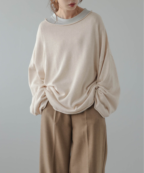 SUGAR BISKET（シュガービスケット）の「ドロップショルダーニット（ニット/セーター・レディース・ブラック/ベージュ/アイボリー/グレー・フリー）」の2枚目の写真