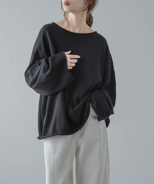 SUGAR BISKET（シュガービスケット）の「ドロップショルダーニット（ニット/セーター・レディース・ブラック/ベージュ/アイボリー/グレー・フリー）」の3枚目の写真