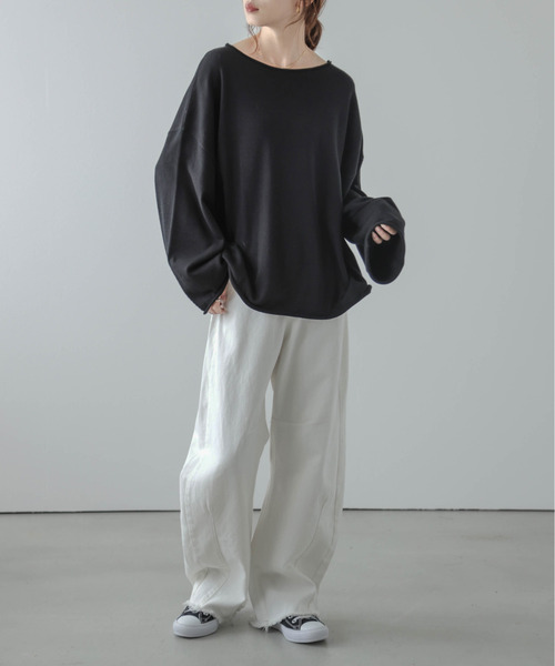 SUGAR BISKET（シュガービスケット）の「ドロップショルダーニット（ニット/セーター・レディース・ブラック/ベージュ/アイボリー/グレー・フリー）」の8枚目の写真