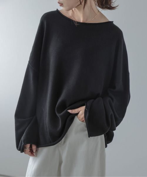 SUGAR BISKET（シュガービスケット）の「ドロップショルダーニット（ニット/セーター・レディース・ブラック/ベージュ/アイボリー/グレー・フリー）」の10枚目の写真