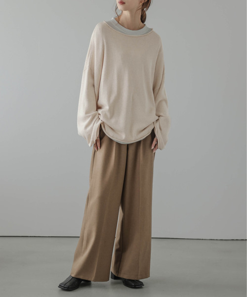 SUGAR BISKET（シュガービスケット）の「ドロップショルダーニット（ニット/セーター・レディース・ブラック/ベージュ/アイボリー/グレー・フリー）」の5枚目の写真