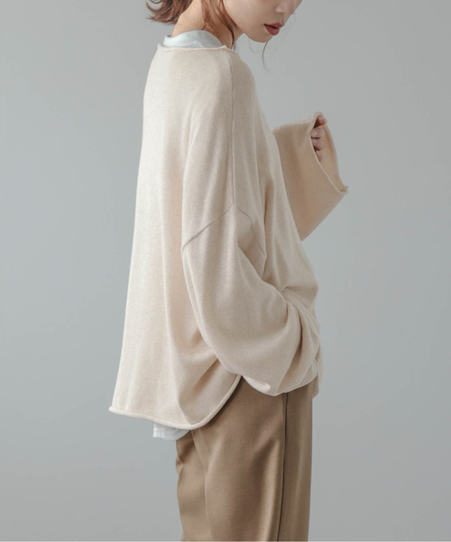 SUGAR BISKET（シュガービスケット）の「ドロップショルダーニット（ニット/セーター・レディース・ブラック/ベージュ/アイボリー/グレー・フリー）」の6枚目の写真