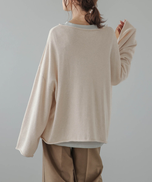 SUGAR BISKET（シュガービスケット）の「ドロップショルダーニット（ニット/セーター・レディース・ブラック/ベージュ/アイボリー/グレー・フリー）」の7枚目の写真