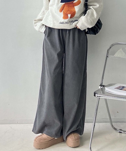 AS KNOW AS plus（アズノゥアズプラス）の「☆らくらく カットソーコーデュロイパンツ（その他パンツ・レディース・ブラウン/アイボリー/ブラック/ベージュ系/ブラック系/カーキ系/ブラウン系/アイボリー系/ブラウン系1/ブラック系1/グレー系1/アイボリー系1/ベージュ系1・FREE）」の6枚目の写真