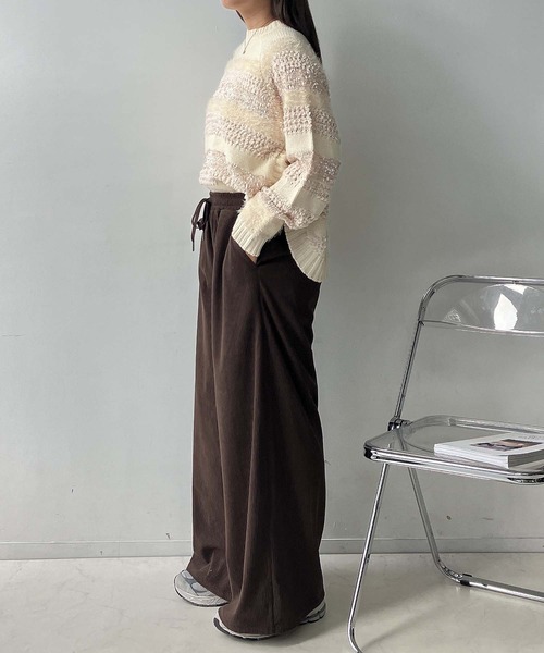 AS KNOW AS plus（アズノゥアズプラス）の「☆らくらく カットソーコーデュロイパンツ（その他パンツ・レディース・ブラウン/アイボリー/ブラック/ベージュ系/ブラック系/カーキ系/ブラウン系/アイボリー系/ブラウン系1/ブラック系1/グレー系1/アイボリー系1/ベージュ系1・FREE）」の17枚目の写真