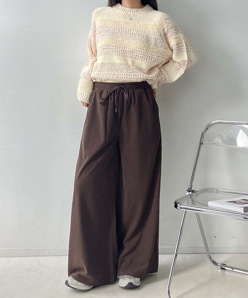 AS KNOW AS plus（アズノゥアズプラス）の「☆らくらく カットソーコーデュロイパンツ（その他パンツ・レディース・ブラウン/アイボリー/ブラック/ベージュ系/ブラック系/カーキ系/ブラウン系/アイボリー系/ブラウン系1/ブラック系1/グレー系1/アイボリー系1/ベージュ系1・FREE）」の18枚目の写真