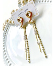 【MUURABBTI】ハートビジューのプリンセスロングピアス(MA)