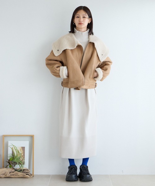 LOWRYS FARM（ローリーズファーム）の「スタンドリブニットワンピース　704535（ワンピース・レディース・ブルー/ブラック/ホワイト/グレー・FREE）」の5枚目の写真