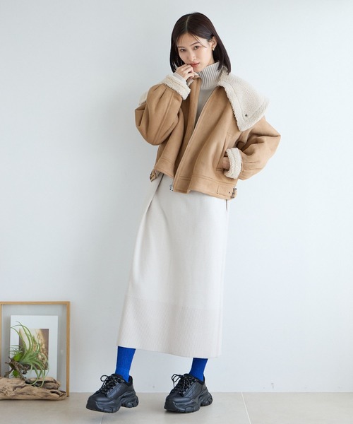 LOWRYS FARM（ローリーズファーム）の「スタンドリブニットワンピース　704535（ワンピース・レディース・ブルー/ブラック/ホワイト/グレー・FREE）」の6枚目の写真