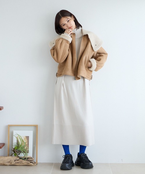 LOWRYS FARM（ローリーズファーム）の「スタンドリブニットワンピース　704535（ワンピース・レディース・ブルー/ブラック/ホワイト/グレー・FREE）」の7枚目の写真