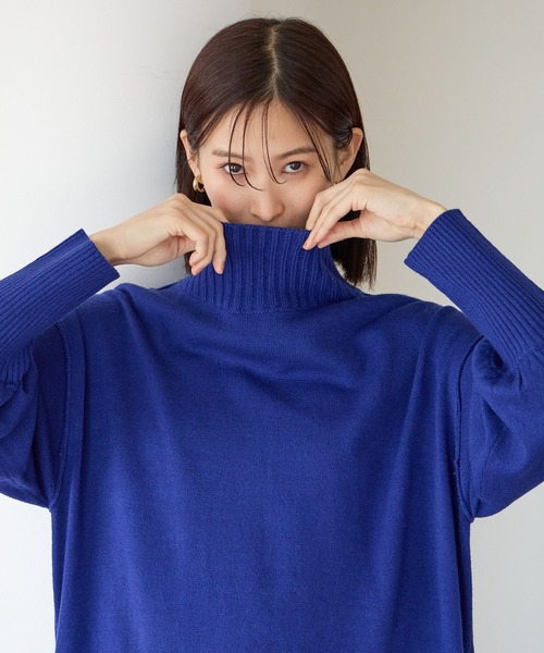 LOWRYS FARM（ローリーズファーム）の「スタンドリブニットワンピース　704535（ワンピース・レディース・ブルー/ブラック/ホワイト/グレー・FREE）」の13枚目の写真