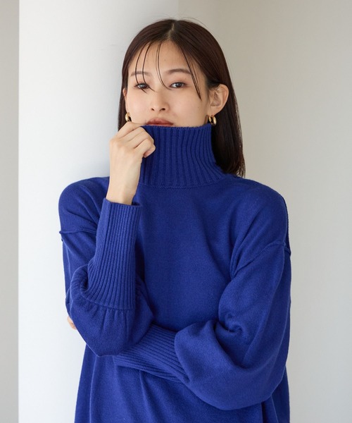 LOWRYS FARM（ローリーズファーム）の「スタンドリブニットワンピース　704535（ワンピース・レディース・ブルー/ブラック/ホワイト/グレー・FREE）」の14枚目の写真