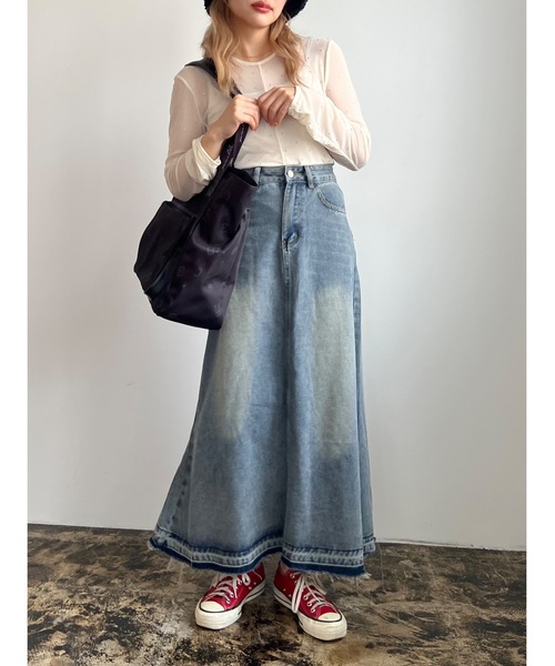 JUMELLE（ジュメロ）の「wash denim skirt（デニムスカート・レディース・ブルー・FREE）」の4枚目の写真