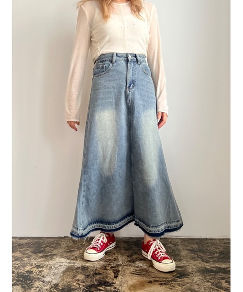 JUMELLE（ジュメロ）の「wash denim skirt（デニムスカート・レディース・ブルー・FREE）」の6枚目の写真
