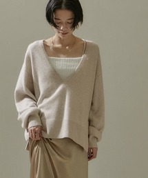 SALON adam et rope' | 【セットアップ対応】フォックス混ラメ深Vネックニット(ニット/セーター)