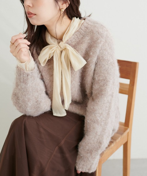 natural couture(ナチュラルクチュール)の「アルパカタッチふわもこニット(ニット/セーター・レディース・ライトグレー/ベージュ/ブルー/その他1・FREE)」の2枚目の写真