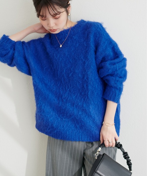 natural couture(ナチュラルクチュール)の「アルパカタッチふわもこニット(ニット/セーター・レディース・ライトグレー/ベージュ/ブルー/その他1・FREE)」の3枚目の写真