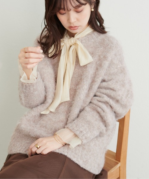 natural couture(ナチュラルクチュール)の「アルパカタッチふわもこニット(ニット/セーター・レディース・ライトグレー/ベージュ/ブルー/その他1・FREE)」の22枚目の写真