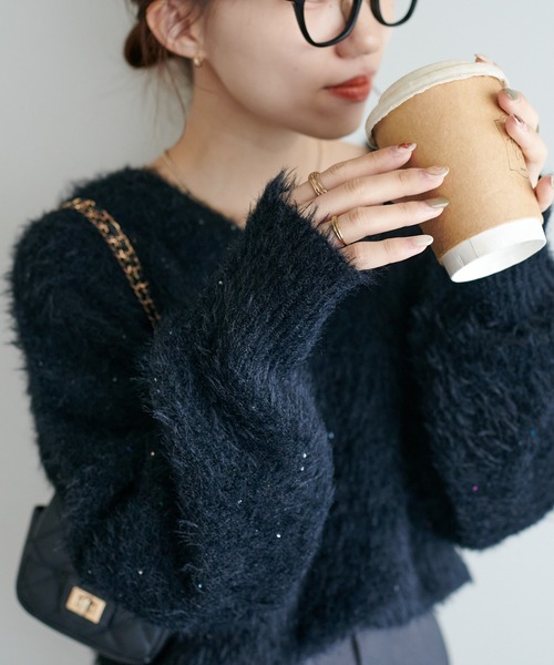 ココディール ( COCO DEAL ) 公式サイト ⭐︎ココディール⭐︎スパンコールフェザーニットセットアップ可愛い♡