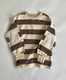 aBity select（アビティセレクト）の「オーバーサイズ エルボーパッチ 薄手ボーダートレーナー（スウェット）」