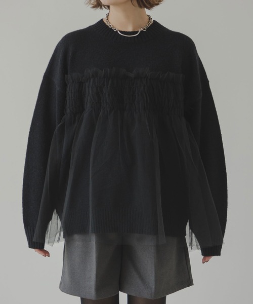 ＭＴＬ裾チュールドッキングニット WEB限定】 裾チュールドッキングニット | DOUDOU(ドゥドゥ