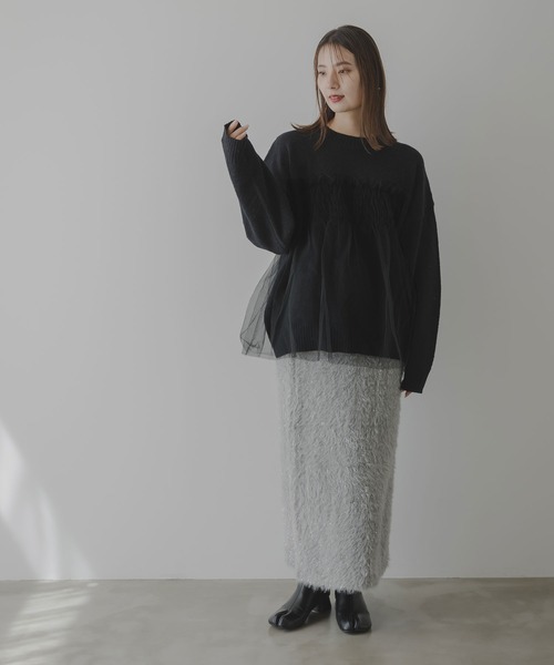 ＭＴＬ裾チュールドッキングニット WEB限定】 裾チュールドッキングニット | DOUDOU(ドゥドゥ