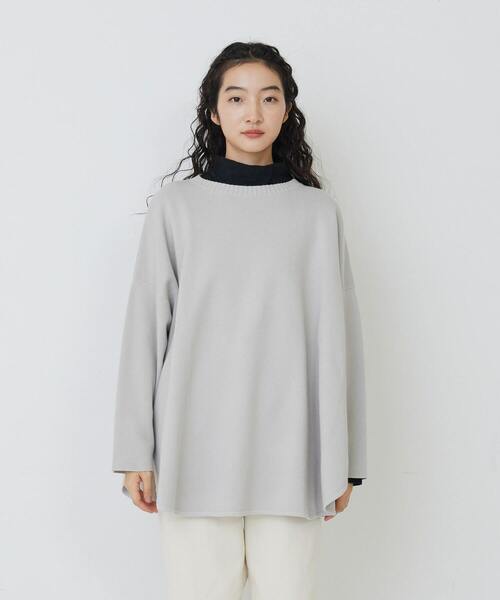 conges payes ADIEU TRISTESSE（コンジェ ペイエ アデュートリステス）の「ミラノリブポンチョニット（ニット/セーター・レディース・ネイビー/グレイッシュベージュ/ブルー・FREE）」の10枚目の写真