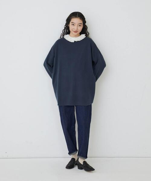 conges payes ADIEU TRISTESSE（コンジェ ペイエ アデュートリステス）の「ミラノリブポンチョニット（ニット/セーター・レディース・ネイビー/グレイッシュベージュ/ブルー・FREE）」の13枚目の写真