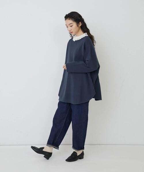 conges payes ADIEU TRISTESSE（コンジェ ペイエ アデュートリステス）の「ミラノリブポンチョニット（ニット/セーター・レディース・ネイビー/グレイッシュベージュ/ブルー・FREE）」の14枚目の写真