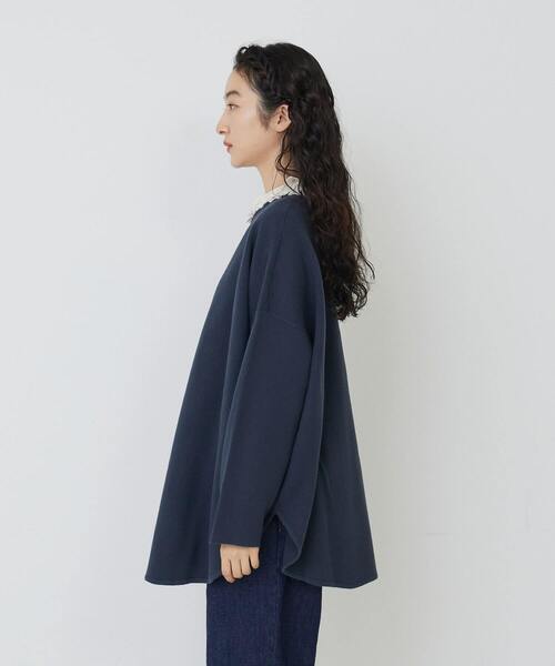 conges payes ADIEU TRISTESSE（コンジェ ペイエ アデュートリステス）の「ミラノリブポンチョニット（ニット/セーター・レディース・ネイビー/グレイッシュベージュ/ブルー・FREE）」の17枚目の写真