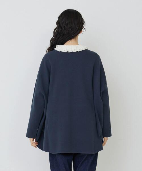 conges payes ADIEU TRISTESSE（コンジェ ペイエ アデュートリステス）の「ミラノリブポンチョニット（ニット/セーター・レディース・ネイビー/グレイッシュベージュ/ブルー・FREE）」の18枚目の写真